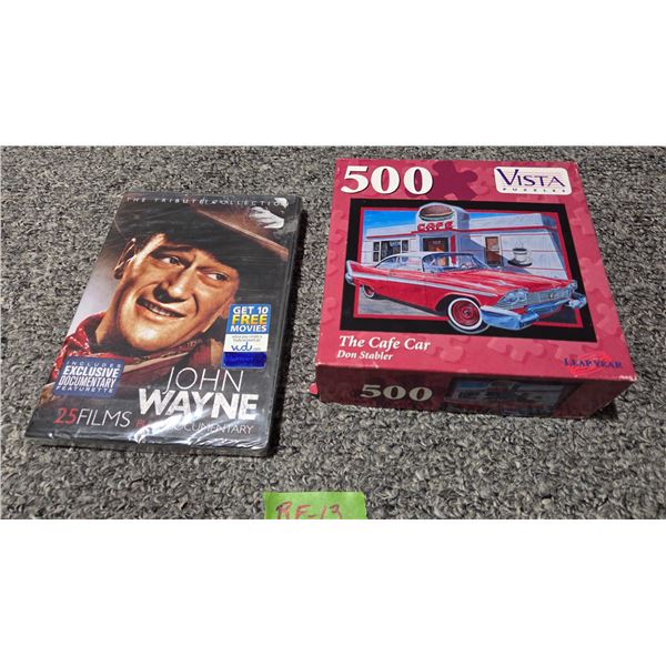 John Wayne Sealed DVD Collectible 25 Movies, 28 Hour- 1957 Plymouth Fury 500 Piece Puzzle.