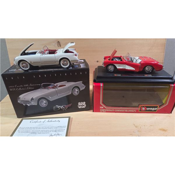 WIX 1953 Corvette 1/24th, Bburago 1957 Corvette 1/24th Diecast.