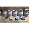 Image 1 : 5 Antique Cream Cans, 4 Lids, Some Rust And Pin Holes.