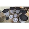 Image 2 : 5 Antique Cream Cans, 4 Lids, Some Rust And Pin Holes.