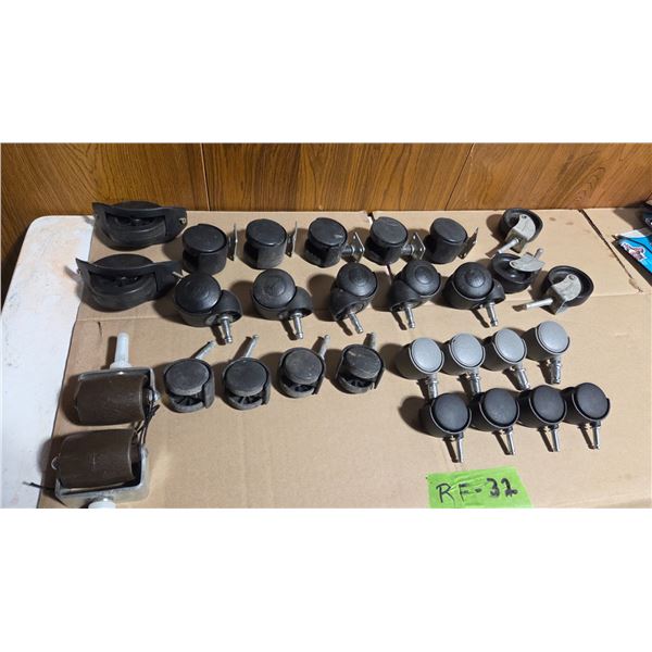 Twenty Nine Assorted Furniture Casters.