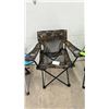 Image 3 : Three Folding Quad Camp Chairs with Cup Holders, Blue, Camouflage, and Lime Green