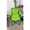 Image 4 : Three Folding Quad Camp Chairs with Cup Holders, Blue, Camouflage, and Lime Green