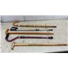 Image 1 : Assortment of 5 Walking Canes Including Mexico Painted, Trekking Pole, Carved Animal Head