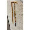 Image 4 : Assortment of 5 Walking Canes Including Mexico Painted, Trekking Pole, Carved Animal Head