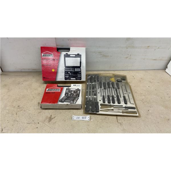 Jobmate 66-Piece Socket Set, 44-Piece Tool Set and Ultra 30-Piece Screwdriver Set