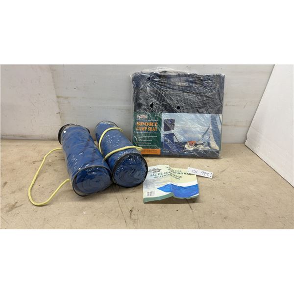 Two Tera Gear Fleece Sleeping Bags 32” x 75” and World Famous Sports Sport Camp Seat, and More