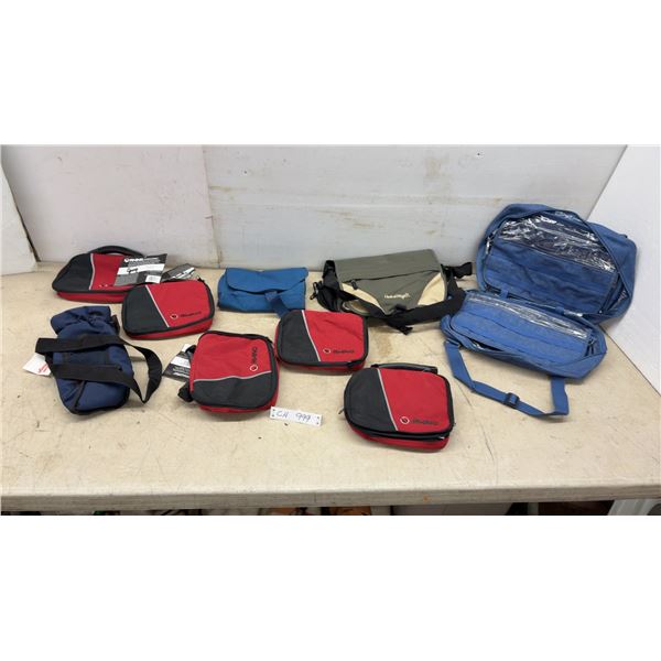 Herbal Magic Olive Green and Tan Messenger Bag and Blue Duffel Bag with Rhino Cases and More.