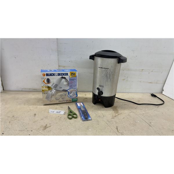 Black and Decker PowerPro MX350 250-Watt Hand Mixer, Hamilton Beach Coffee Urn, Knife