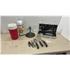 Image 1 : New BBQ Tool Set in Case, 2 Thermos Bottles, Garden Sprinkler, and Garden Tools