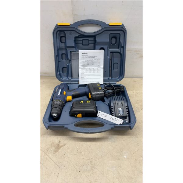 New Mastercraft 12V Cordless 3/8” Drill/Driver Model 54-2842-6 with 2 Batteries, Charger and Case