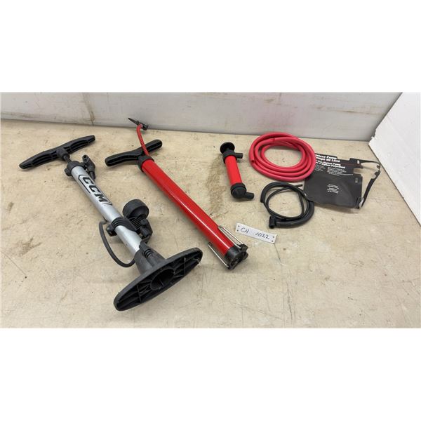 CCM Bicycle Floor Pump with 160 PSI Gauge, Red Hand Pump, Deluxe Siphon Pump