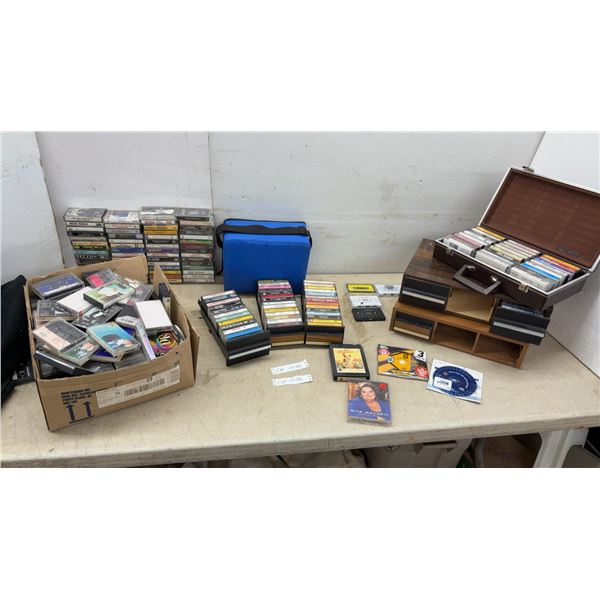 Large Lot of Cassette Tapes, Storage Cases, Louis Armstrong, Willie Nelson