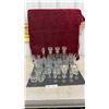 Image 1 : Assortment of Clear Glass Decanters, Etched Mugs, Stemmed Cordials