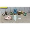 Image 1 : Vintage Blue and Gold Grecian-Style Pedestal Vase, Figurines, Pitchers, Ashtray