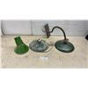 Image 1 : Vintage Industrial Green Enamel RLM Gooseneck Barn Light and Dome Shades, Largest 20” Diameter