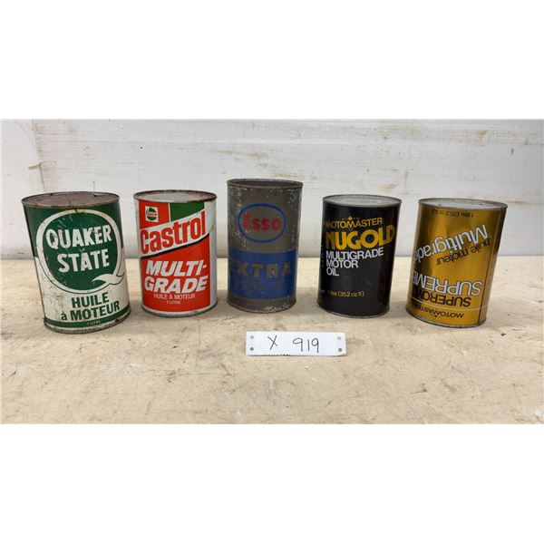 Quaker State, Castrol Multi-Grade, Esso Extra, Motomaster Nugold and More 1 Litre Oil Cans