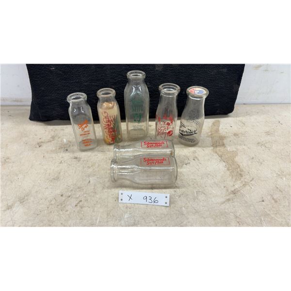 Vintage Glass Milk Bottles, Stacey Bros., Silverwood's, Kemp's Dairy, Co-Operative