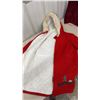 Image 5 : Vintage Hudson’s Bay Company Red Wool Parka With Fur Trim Hood. Tree/Igloo Appliqués comes with