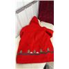 Image 7 : Vintage Hudson’s Bay Company Red Wool Parka With Fur Trim Hood. Tree/Igloo Appliqués comes with
