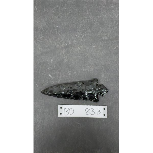 Large Vintage First Nations Obsidian Hand Knapped Spear Point, 6” Long