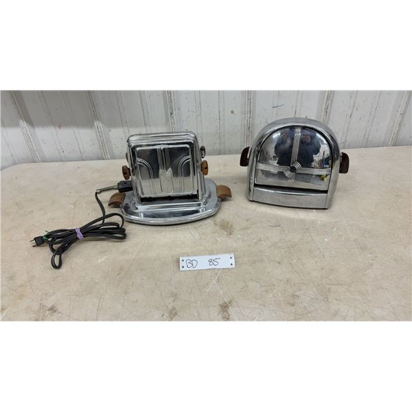 2 Vintage Art Deco Chrome Electric Flopper Toasters, Knapp-Monarch And Bersted Branded