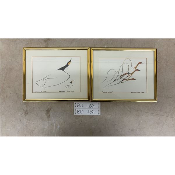 2 First Nations Framed Prints by Benjamin Chee Chee, 10.5” x 8.5”