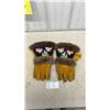 Image 1 : Vintage First Nations Cree Beaded Moosehide Gauntlets Fur Trim Gloves, Men’s Size Large