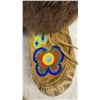 Image 4 : Vintage First Nations Cree Beaded Hide Moccasin Mukluks Real Fur Trim, Sole 11” In Length