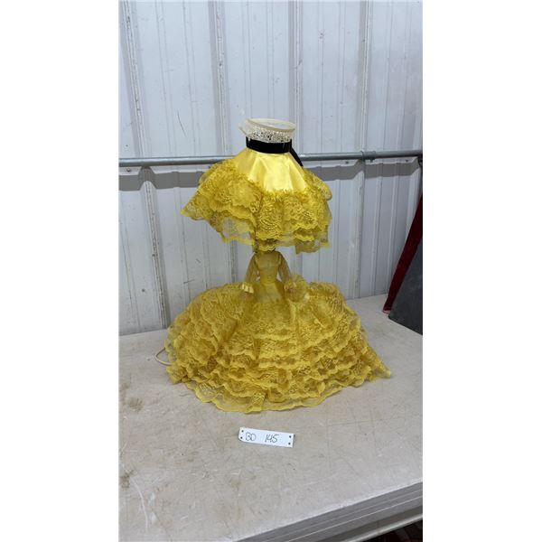 Vintage Victorian Doll Table Lamp - 24” Tall