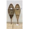 Image 1 : Vintage Wooden-Frame Snowshoes with Rawhide Netting, 37 × 11”