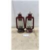 Image 1 : Pair of Vintage Beacon Red Kerosene Lanterns