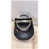Image 2 : Vintage Gray Industrial Welding Helmet with Flip-Up Dark Lens and Adjustable Headgear