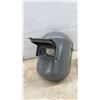 Image 3 : Vintage Gray Industrial Welding Helmet with Flip-Up Dark Lens and Adjustable Headgear