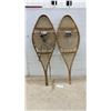 Image 1 : Vintage Wooden Snowshoes with Rawhide Lacing, Huron Style, 42 × 14”