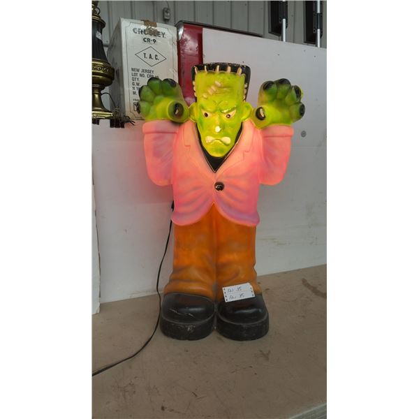 Grand Venture Plastics Frankenstein's Monster "Pink Jacket Frankie" Halloween Blow Mold, 35” Tall