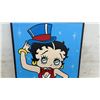Image 4 : Betty Boop Hand-Painted Wall Plaque on Hardboard, Red Outfit with Top Hat on Blue Starry Background