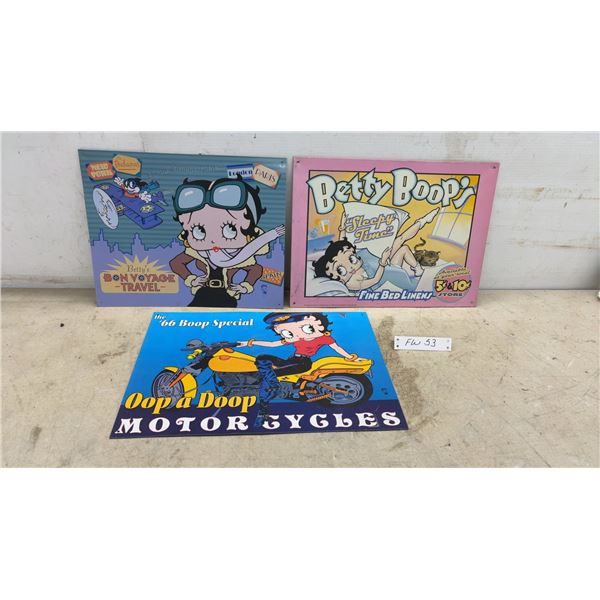 Betty Boop Metal Signs, Sleepy Time Bed Linens, Bon Voyage Travel and Oop a Doop Motorcycles