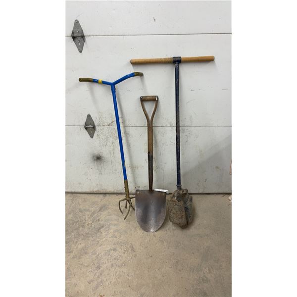 Post Hole Digger, Spade and Stand-Up Weeding Claw