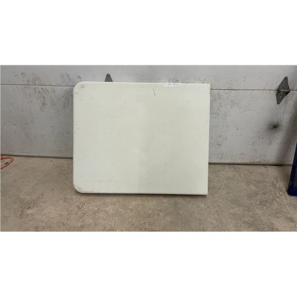 White Plastic Folding Table with Steel Frame, 72 × 29”
