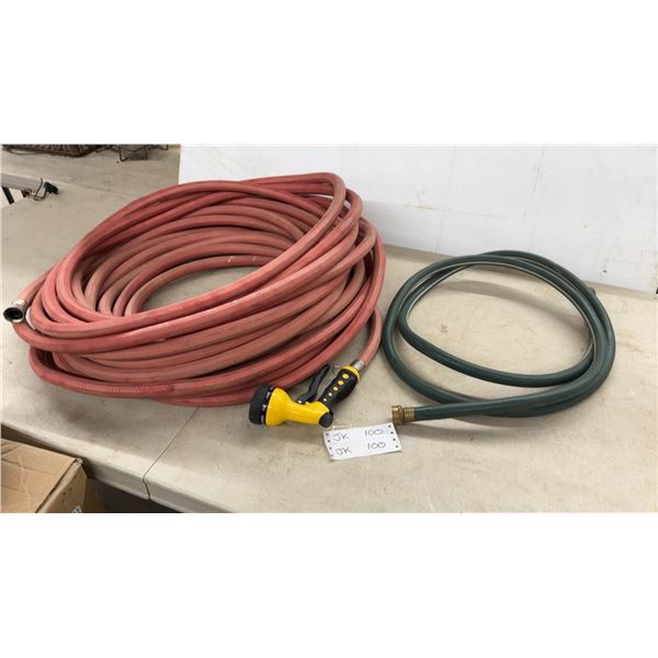 Two Garden Hoses and Spray Nozzle