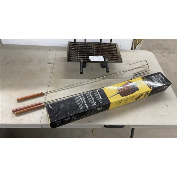Hibachi Cast Iron Grill, GrillPro Rotisserie and Brochettes, and Roasting Forks
