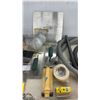 Image 3 : Tote Full of Drywall and Taping Tools: Stanley Panel Carry (2), Trowels, Mud Pans, Sanding Blocks