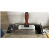 Image 7 : Tote Full of Drywall and Taping Tools: Stanley Panel Carry (2), Trowels, Mud Pans, Sanding Blocks