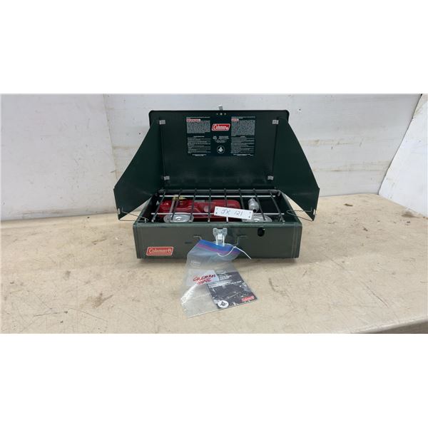 New Coleman 425F499C Two-Burner Liquid Fuel Camping Stove With Manual