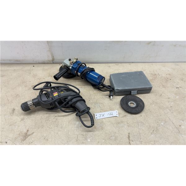 Craftsman 3/8” Drill, Clarke Angle Grinder, Hole Saws and Grinding Disc