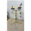 Image 1 : Dual-Head Halogen Work Light on Yellow Adjustable Tripod Stand with Protective Grilles
