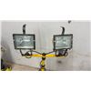Image 2 : Dual-Head Halogen Work Light on Yellow Adjustable Tripod Stand with Protective Grilles
