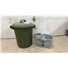 Image 1 : Rubbermaid Plastic Garbage Can with Lid and Gray Dual-Compartment Mop Bucket