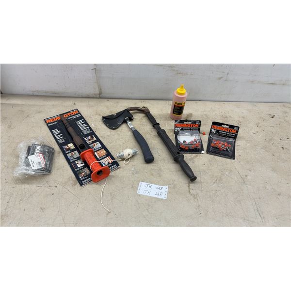 Remington 476 Powerhammer, Estwing Axe, Pry Bar, Stanley Chalk, Fasteners, Loads